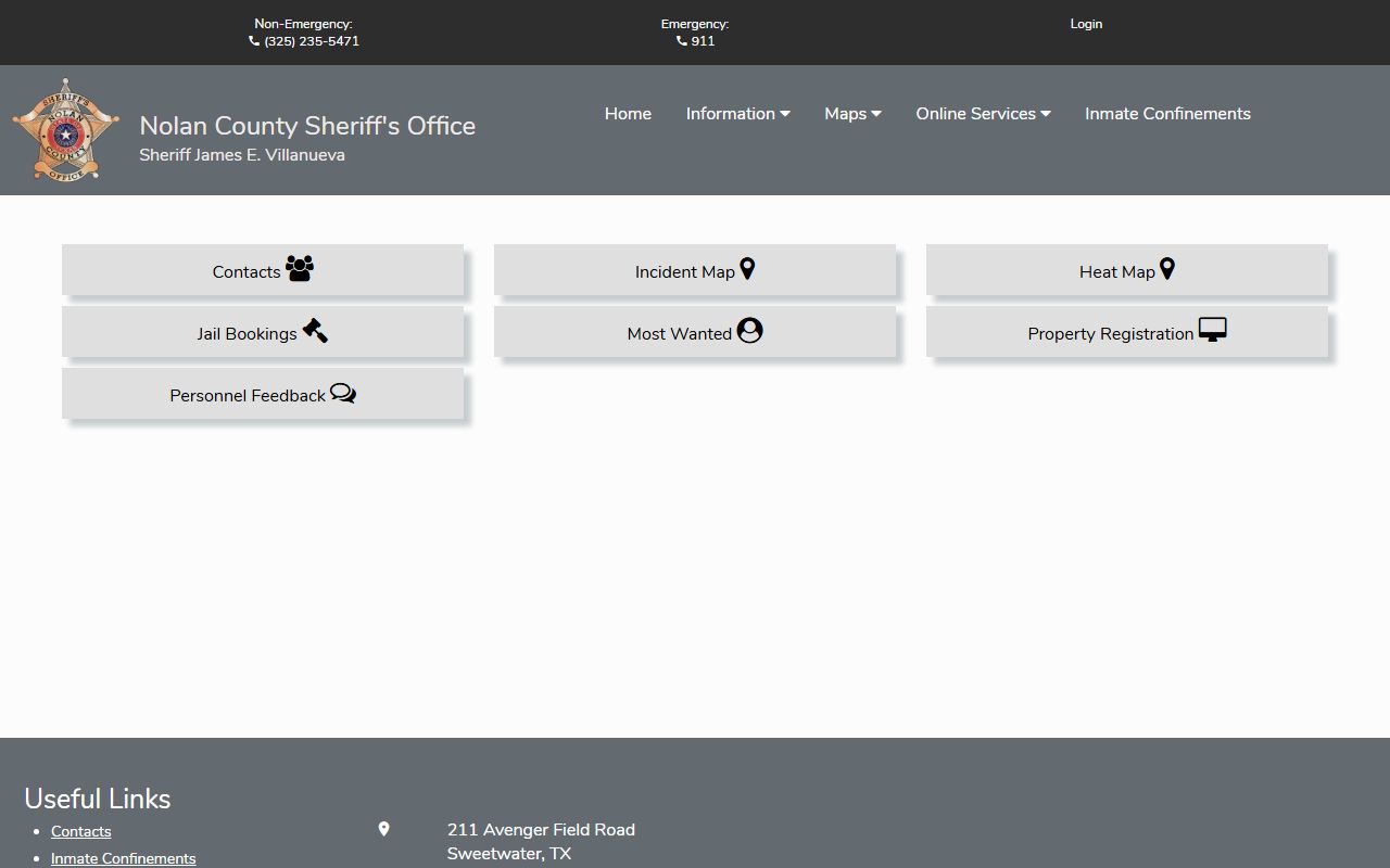 Nolan County inmate population Citizen Connect inmate confinements portal