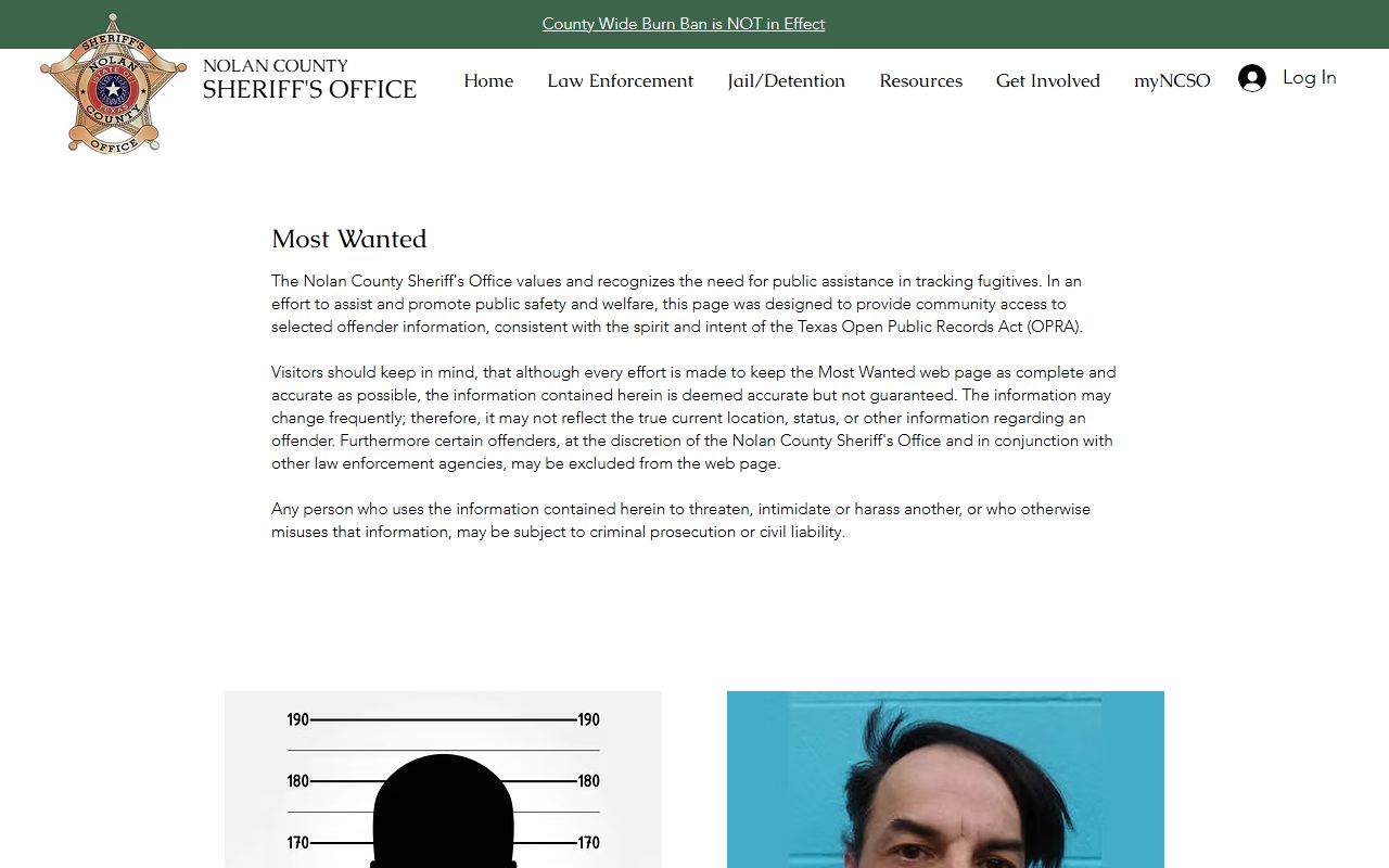 Nolan County jail mugshots Most Wanted photo examples