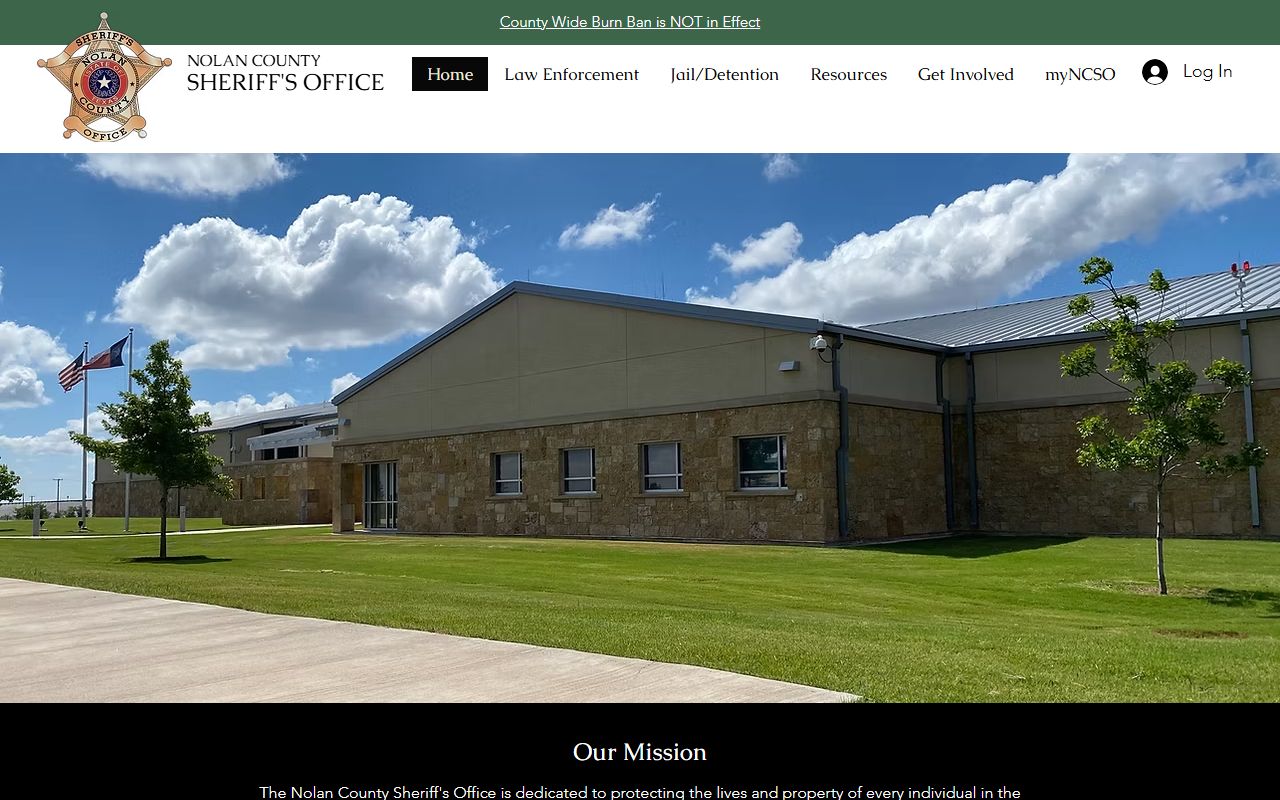 Nolan County Jail sheriff office inmate custody contact page